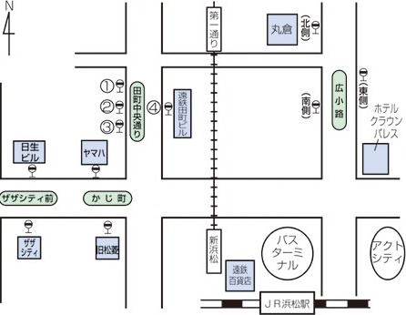 田町中央通り・かじ町・広小路・のりばご案内